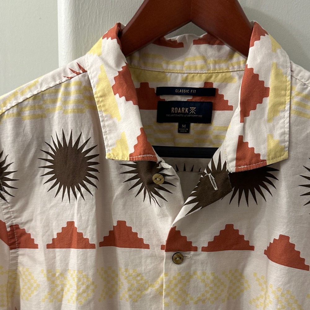 Roark Sunburst Southwest Pattern Shirt in Red, Yellow, and Brown